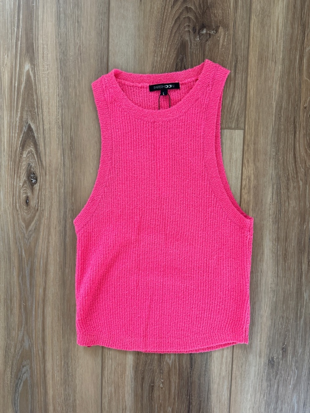 Papermoon Neon Pink Ribbed Tank Top